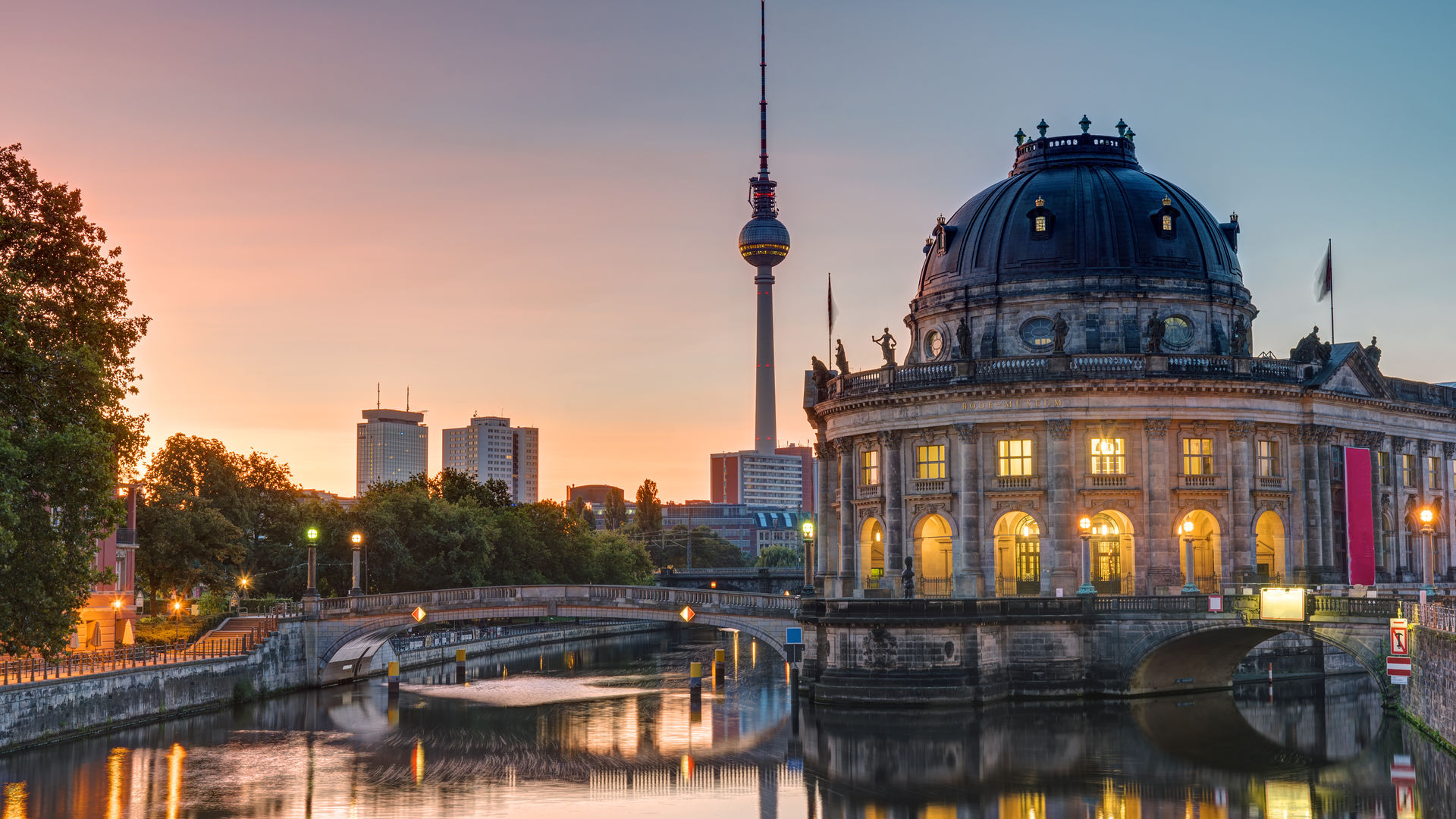 Beautiful sunrise on Museum Island in Berlin, Germany