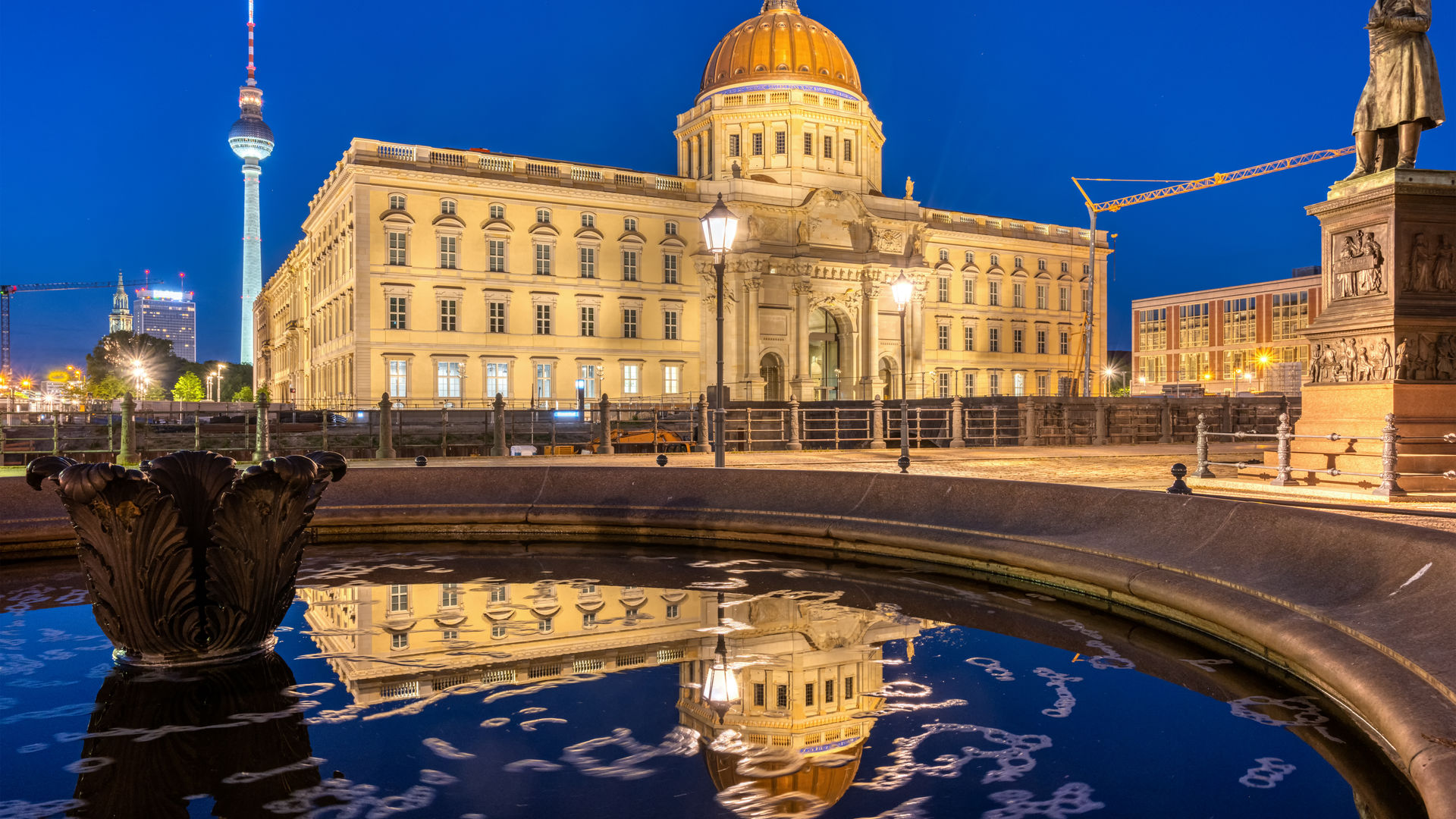 The reconstructed Berlin City Palace and the famous TV Tower, Germany