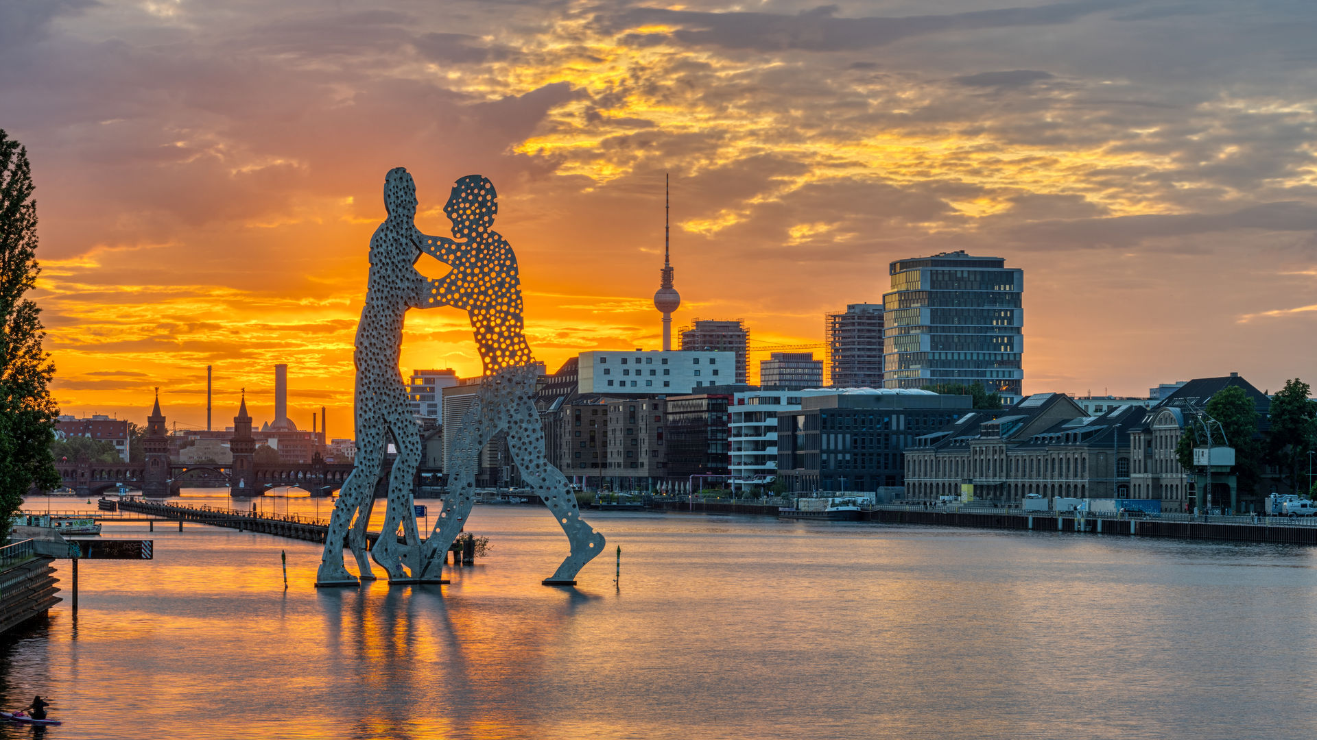 Sunset in Berlin with the river Spree, Germany