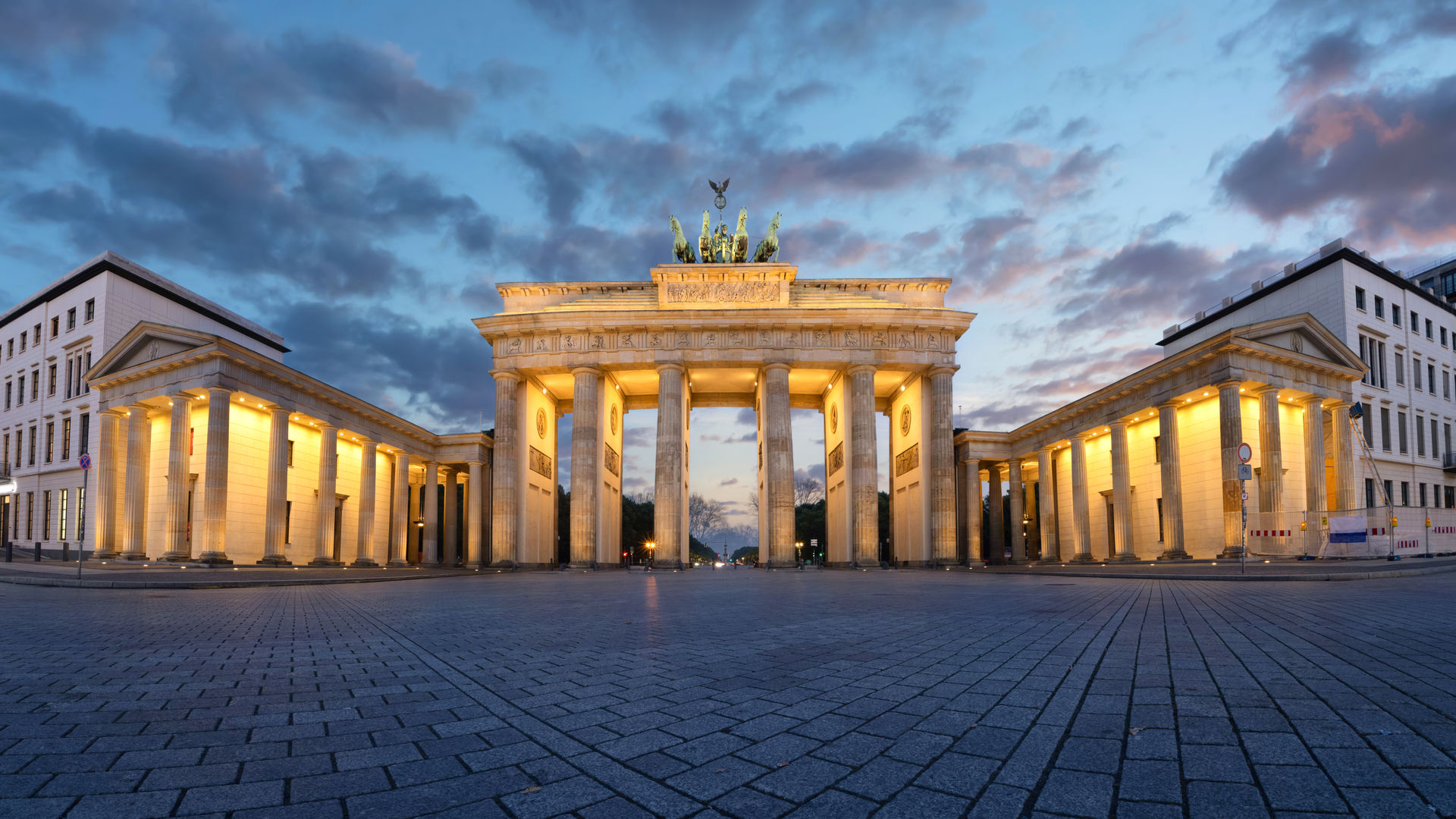 Brandenburg Gate at dusk in Berlin