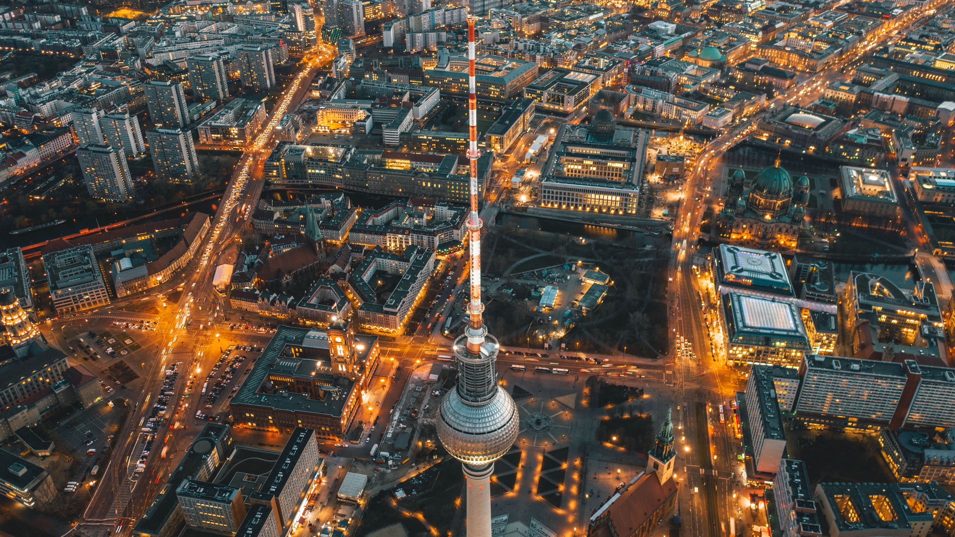 View of the cityscape of Berlin, Germany from the Alexanderplatz TV Tower