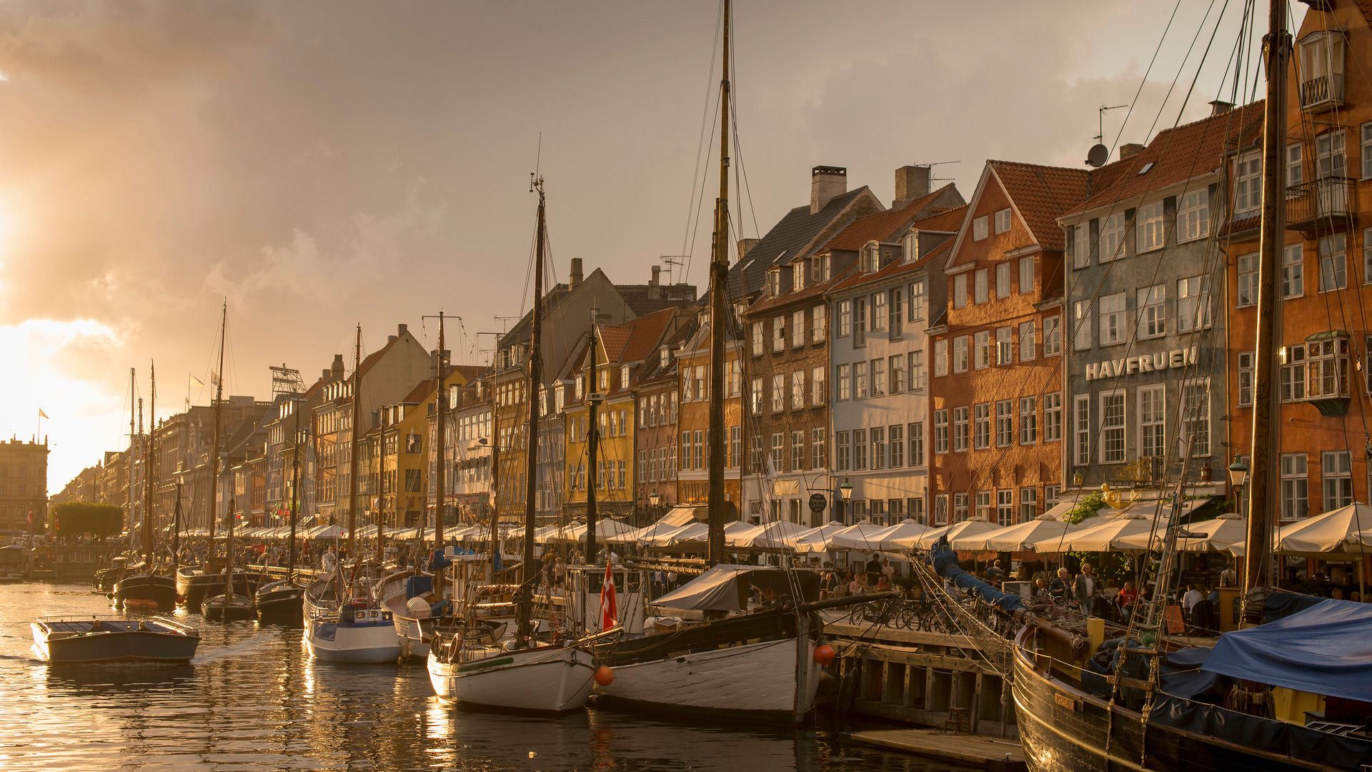 Sunset over New Harbor, Copenhagen, Denmark