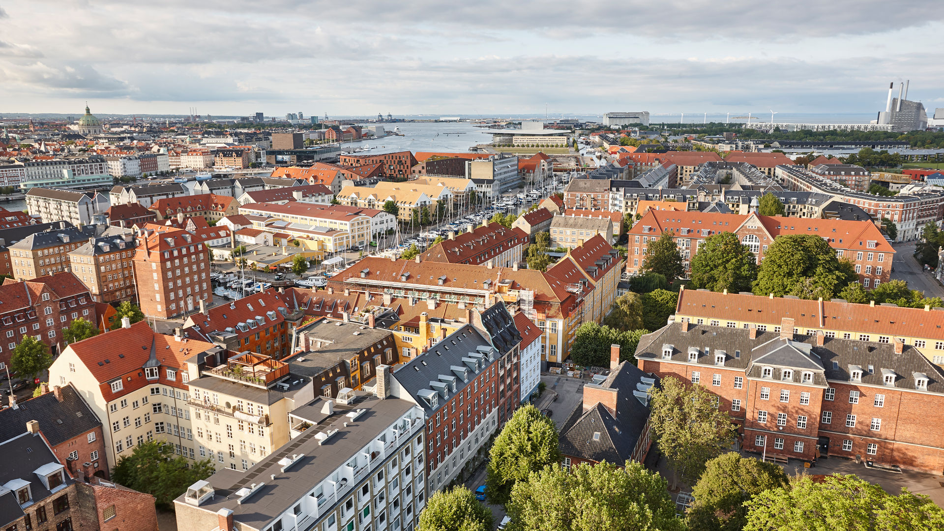 Copenhagen cityscape, traditional buildings and canal, Denmark