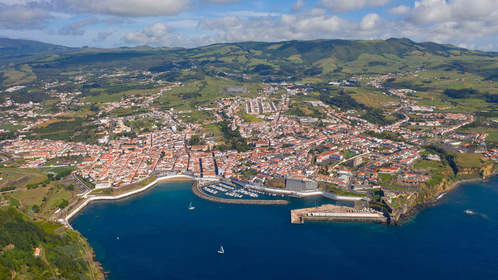 Aerial View of Angra do Heroísmo, Terceira Island