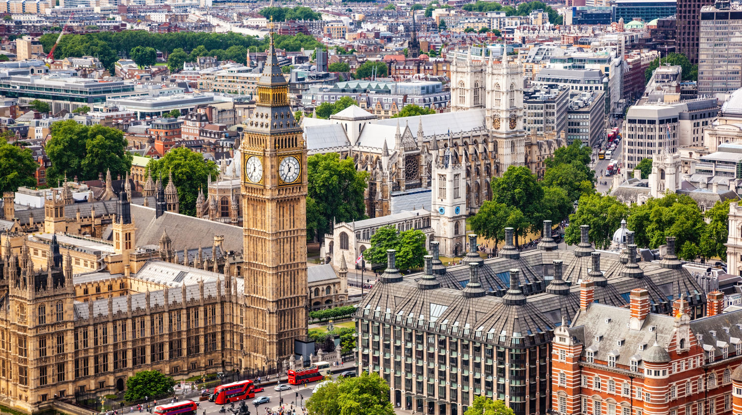 View of Big Ben and Westminster Abbe, London, England