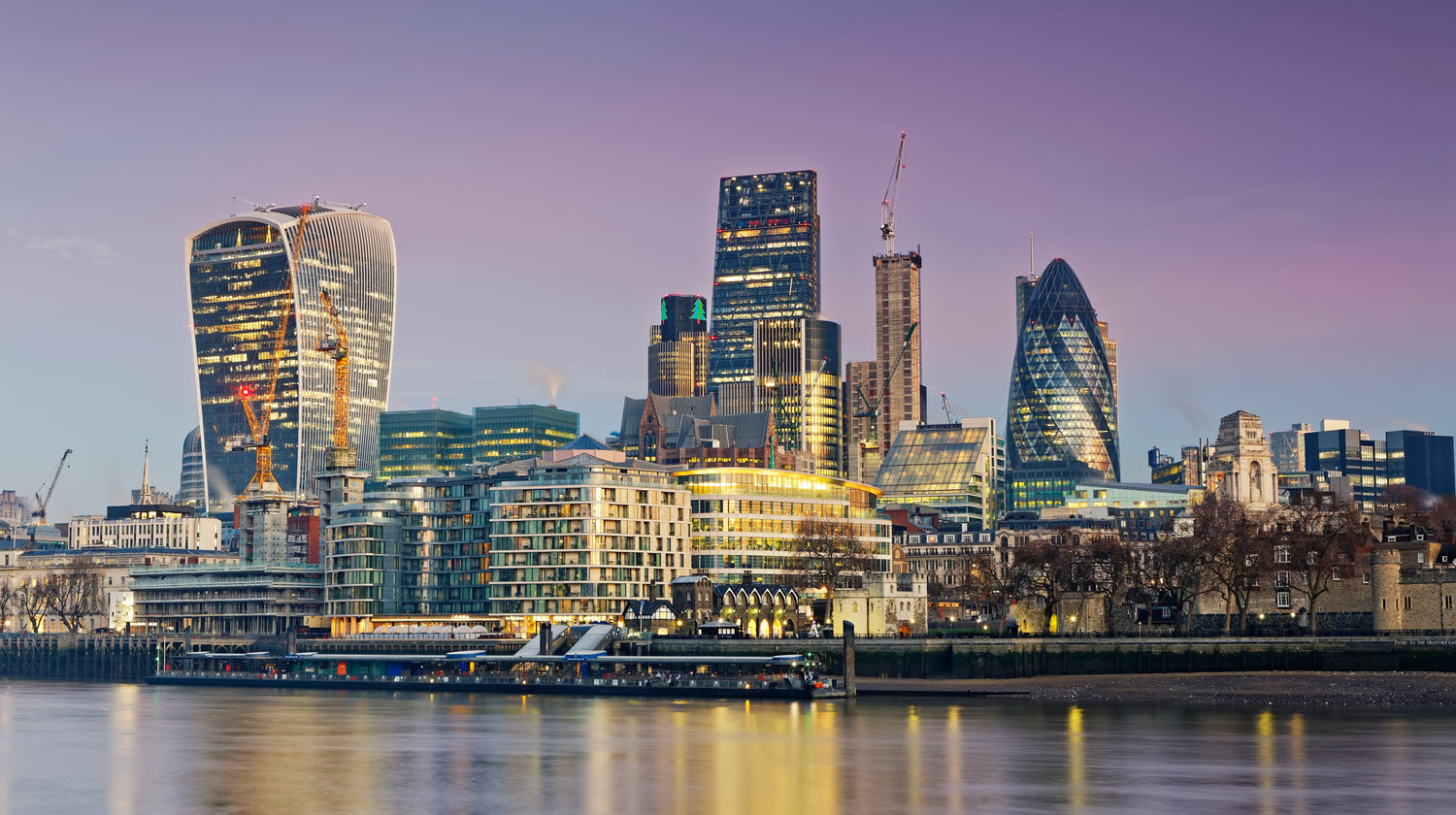 View of the Bank District, London, England