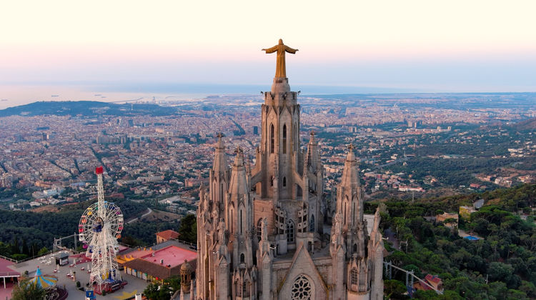 Expiatory Church of the Sacred Heart of Jesus on Tibidabo mountain in Barcelona, Catalonia, Spain