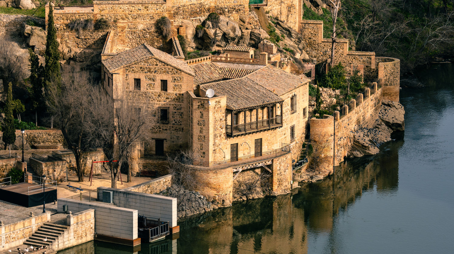 Tejo River and The Diamond House in Toledo, Spain