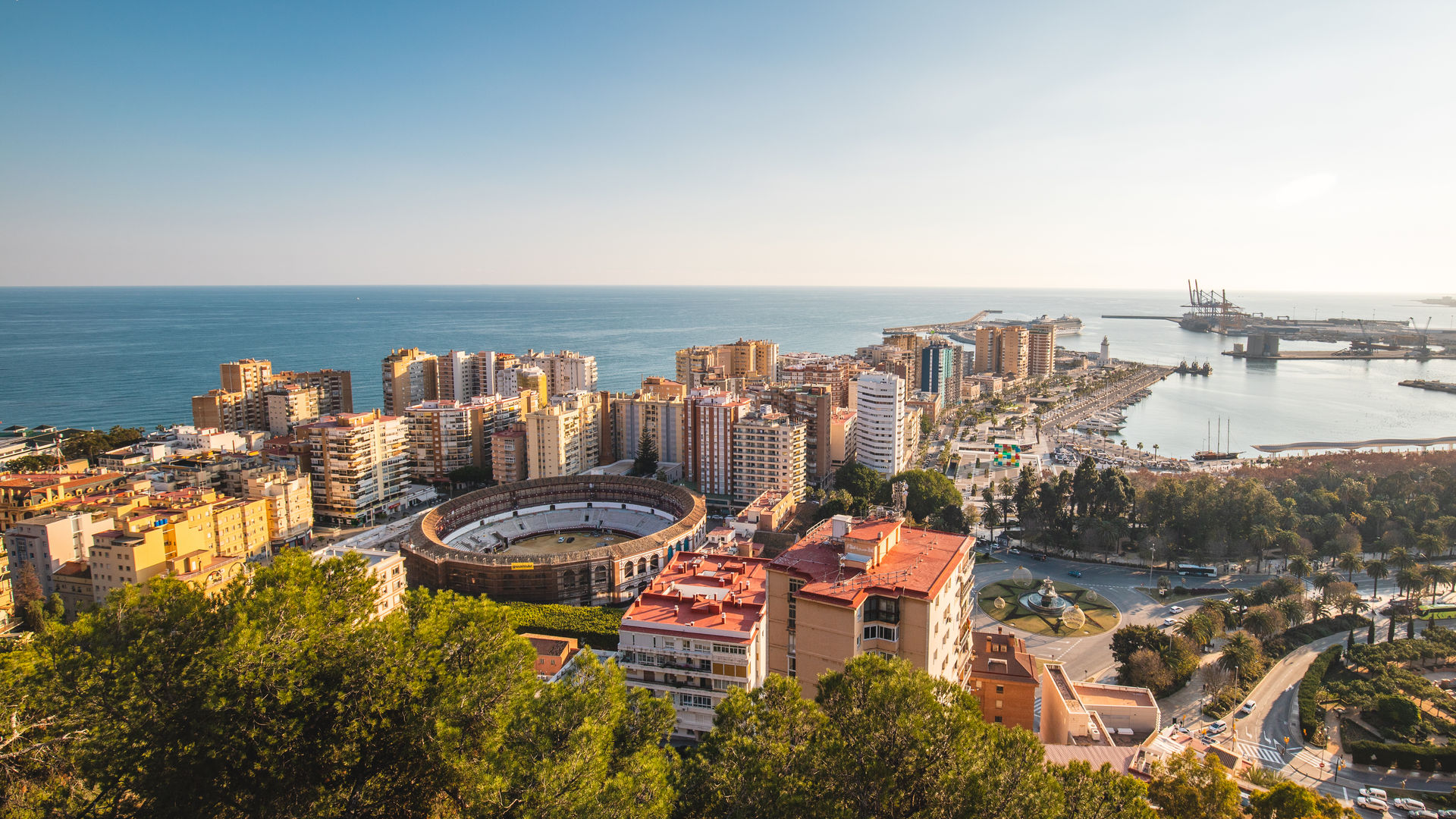 Malaga City View and Bullring, Spain
