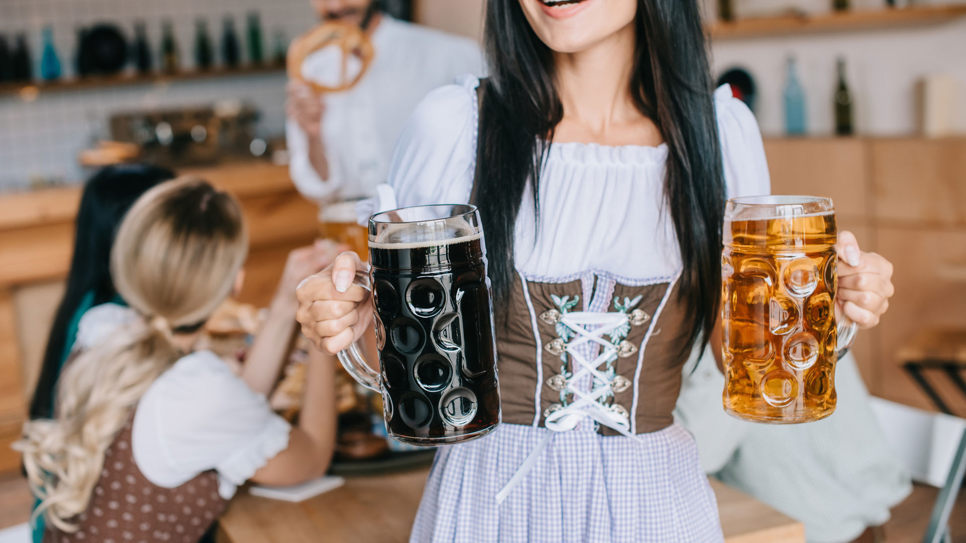 Waitress in Tradicional Costume, Oktoberfest in Munich, Germany