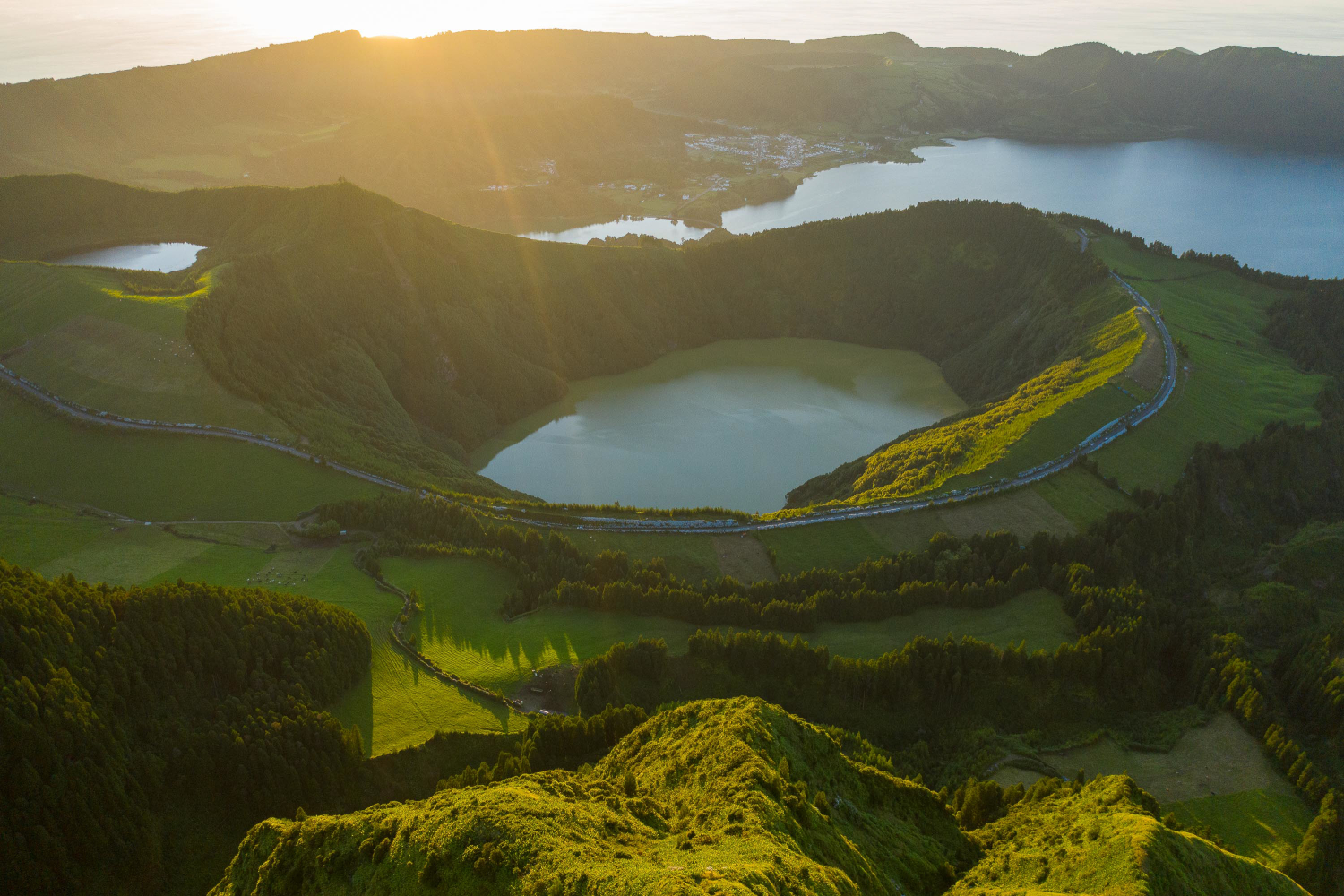 Pôr do sol no Miradouro da Boca do Inferno, Sete Cidades