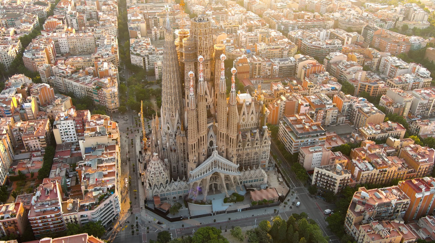 Aerial View of Sagrada Familia, Barcelona