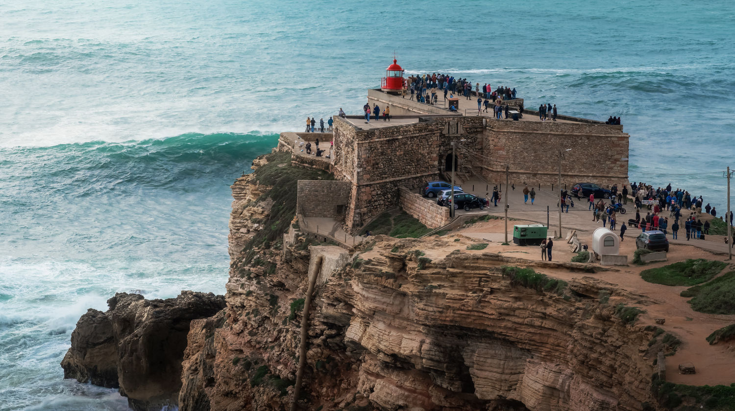 Big Waves of Nazaré at Fort of São Miguel Arcanjo