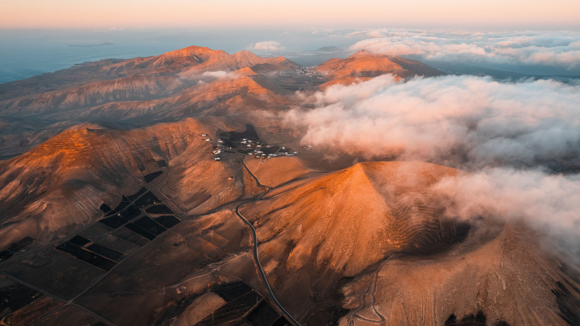 Sunrise at Timanfaya National Park,  Lanzarote, Canary Islands, Spain