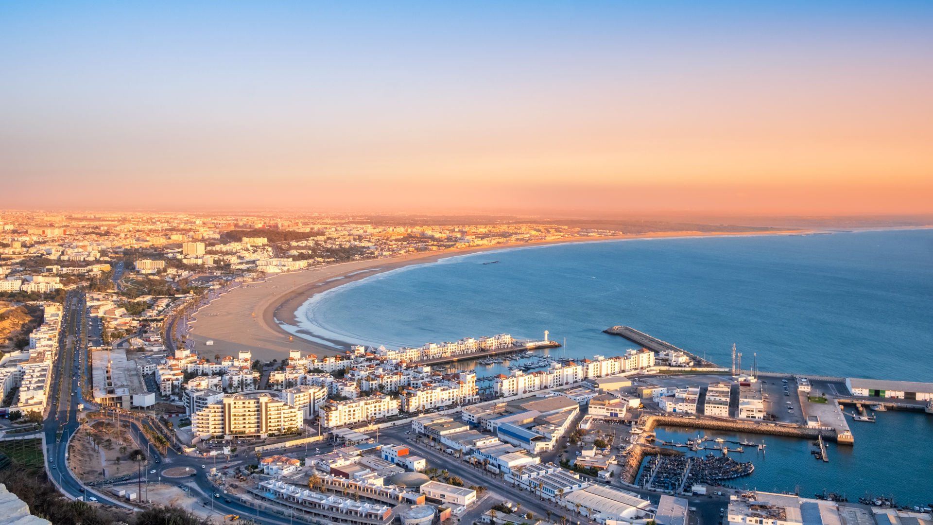 Agadir Beach & Skyline at Sunset, Morocco