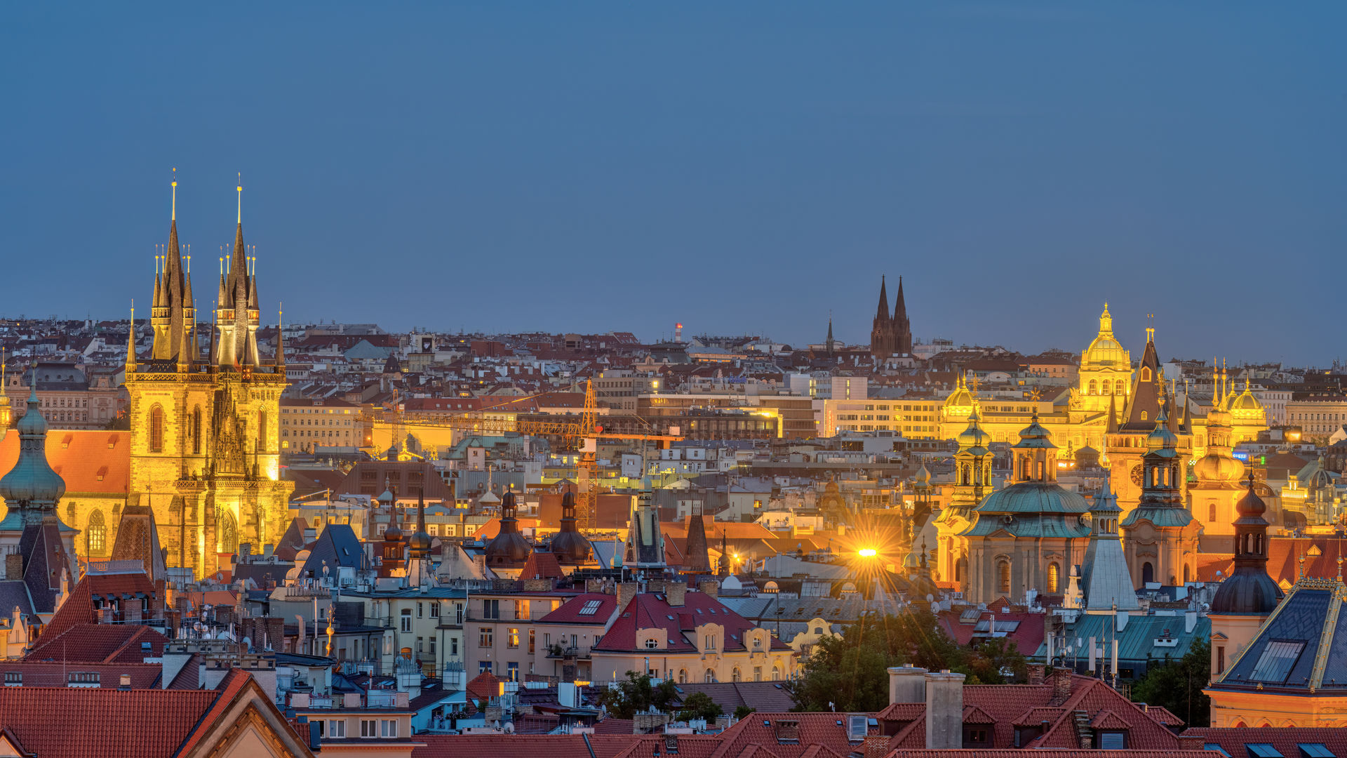 Prague's old town at night, Czech Republic