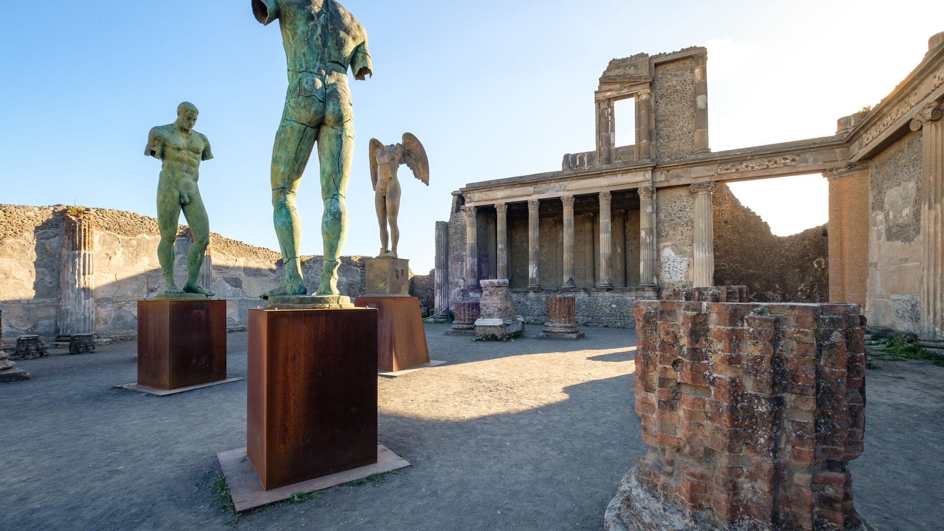 Ruins and Statues in Pompeii, Italy