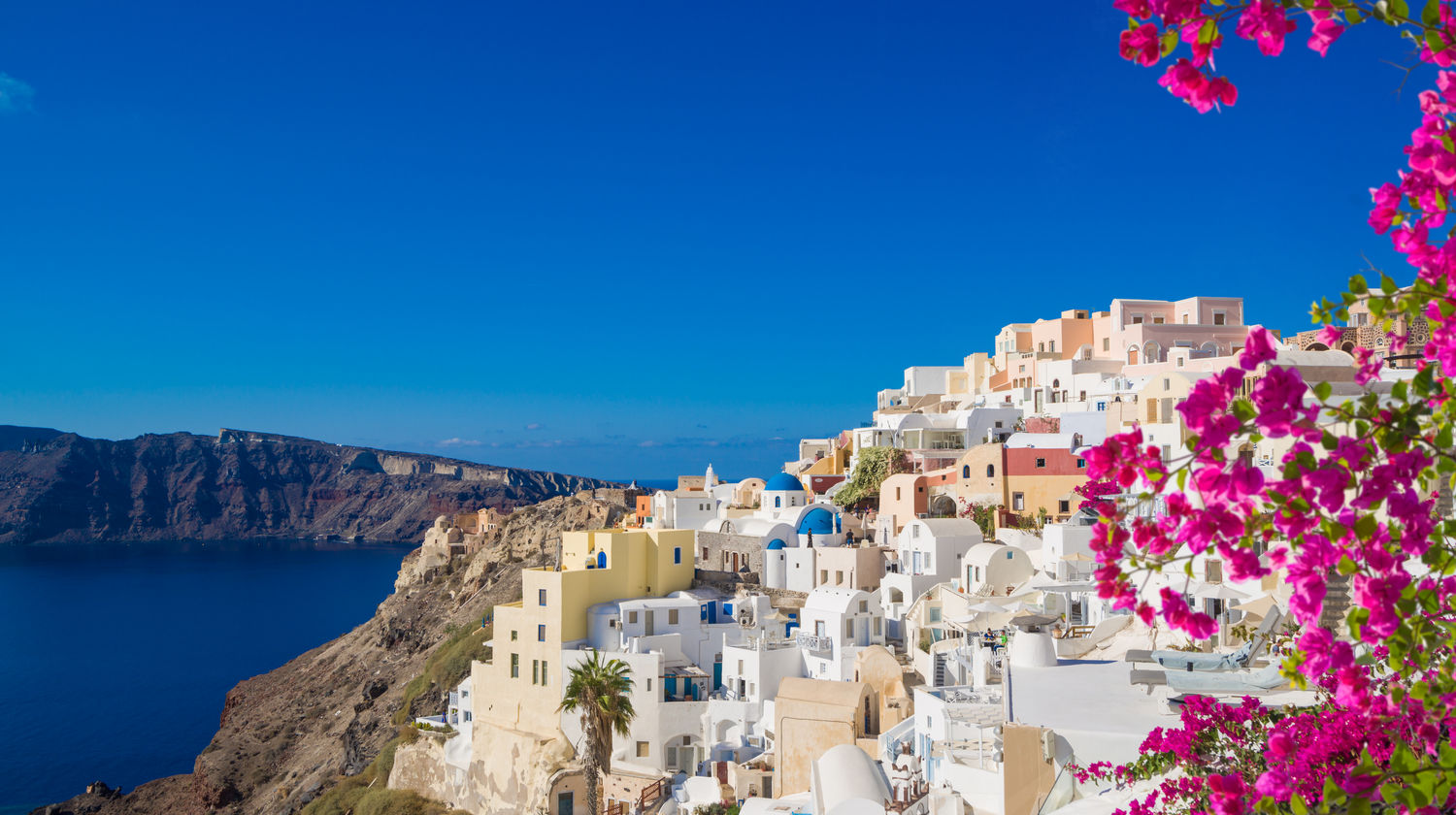 View over Oia in Santorini, Greece