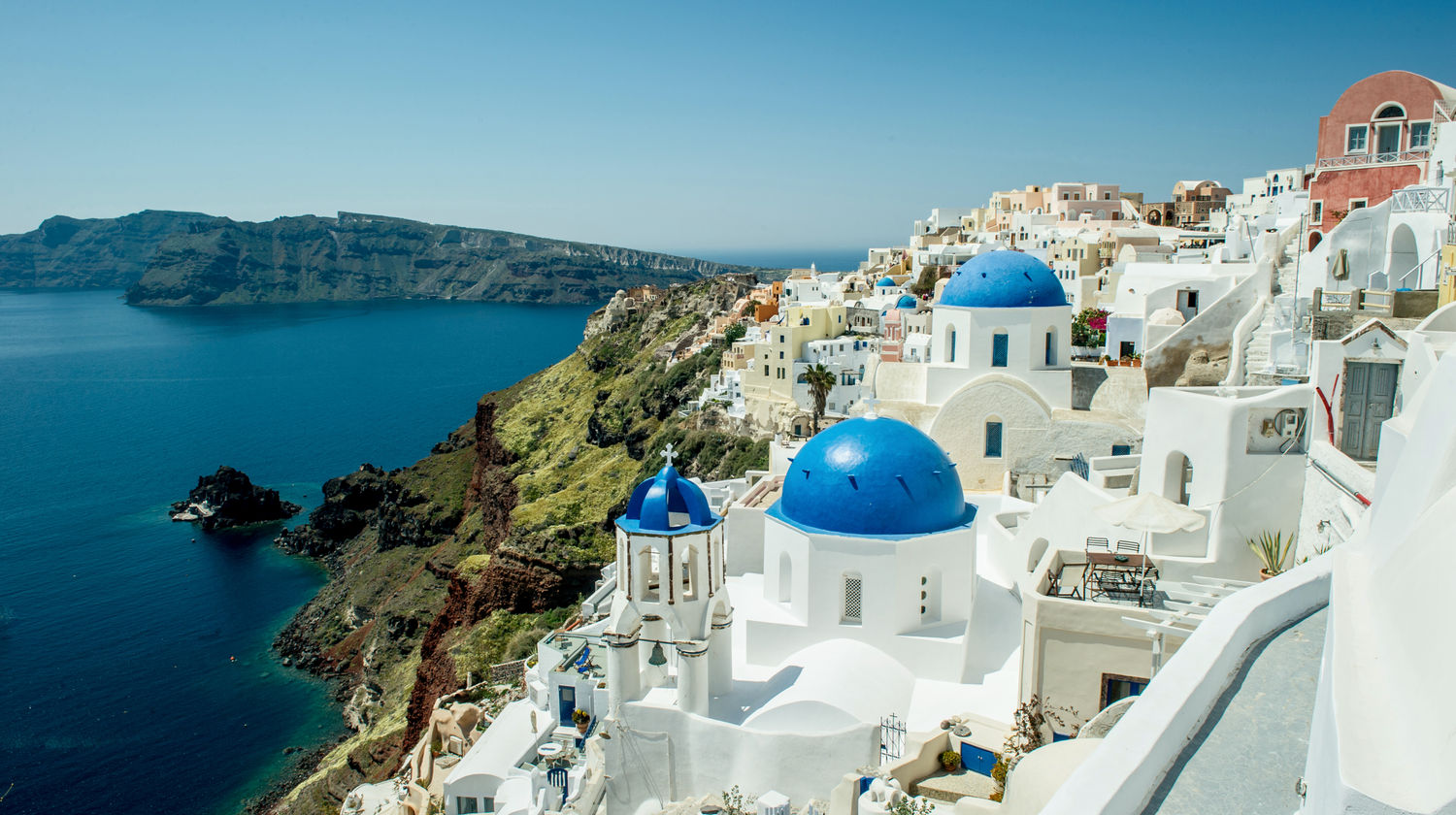 View of rooftops and sea, Oia - Santorini, Greece