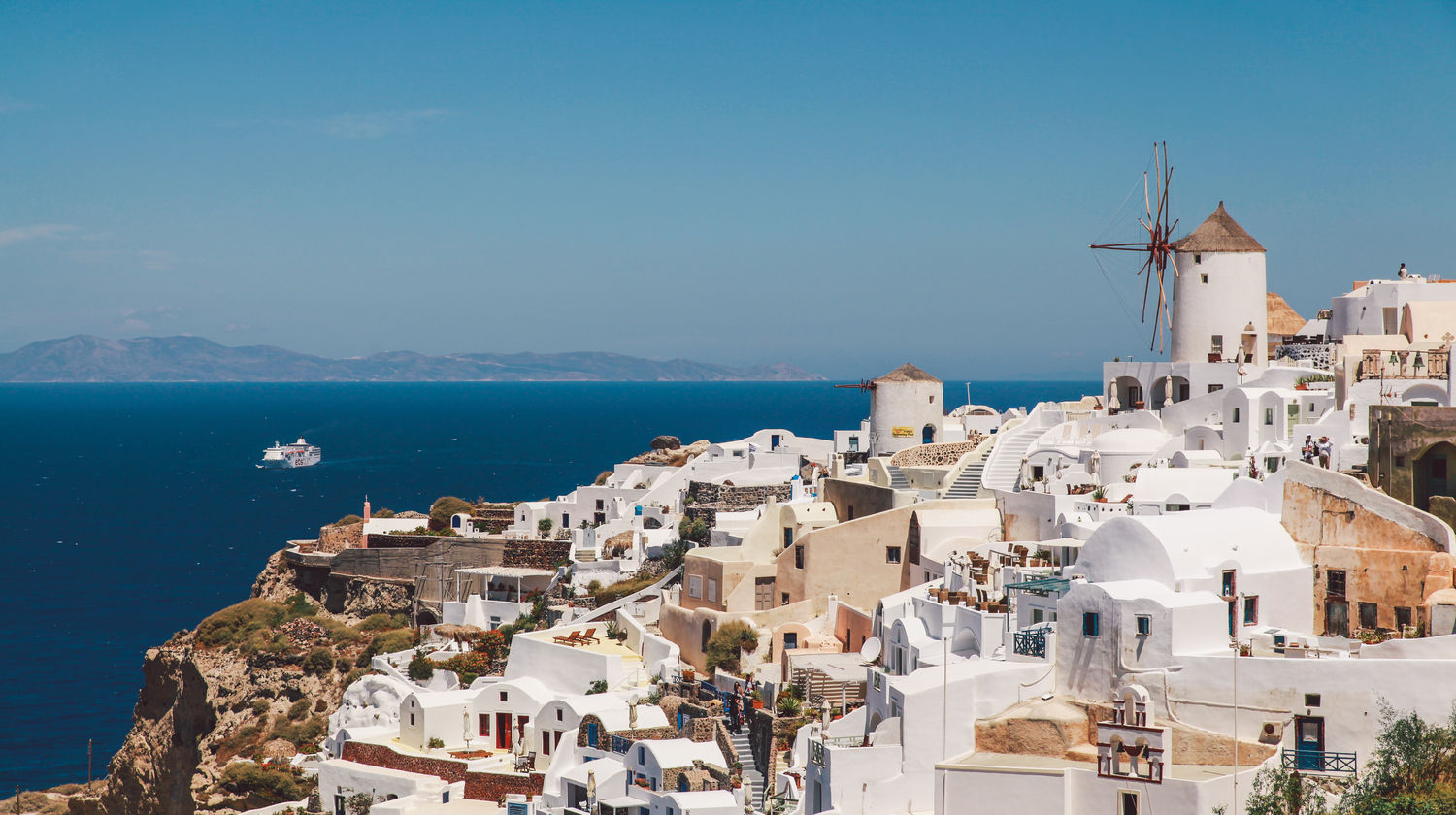 View over Oia in Santorini, Greece