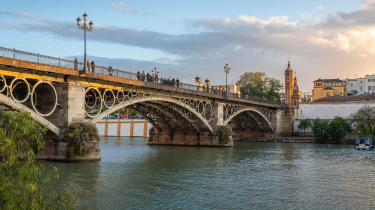 Triana Bridge & Castle of São Jorge, Seville, Spain