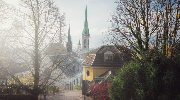 View of Zurich with the Predigerkirche Church