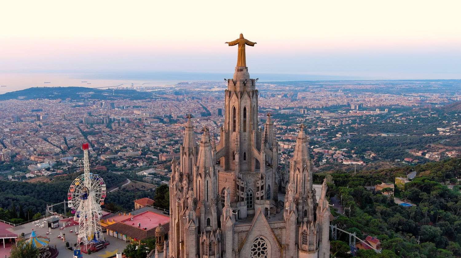 Aerial view of Tibidabo, Barcelona's Skyline