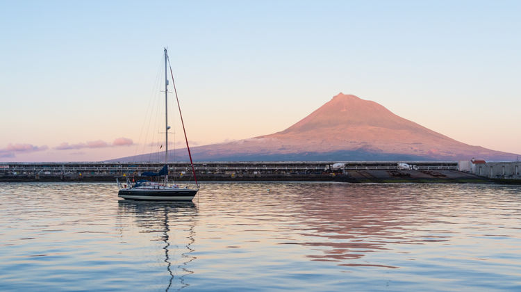 Pico’s Perfect Silhouette from Faial’s Marina