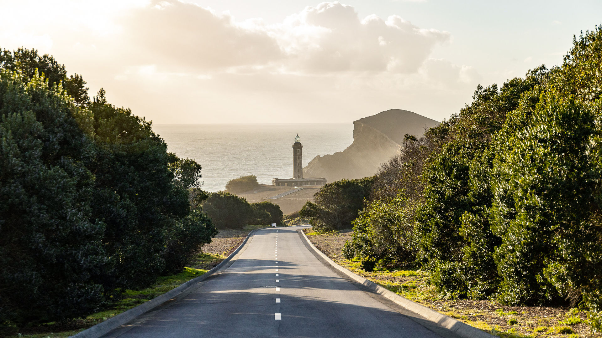 Road with view to Capelinhos, Faial Island