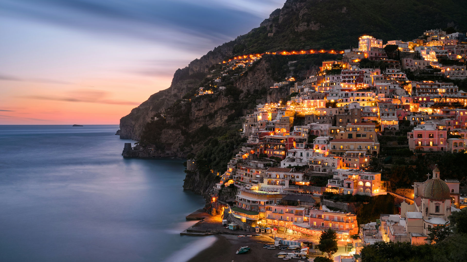 Vila de Positano em Costa Amalfiana, Itália