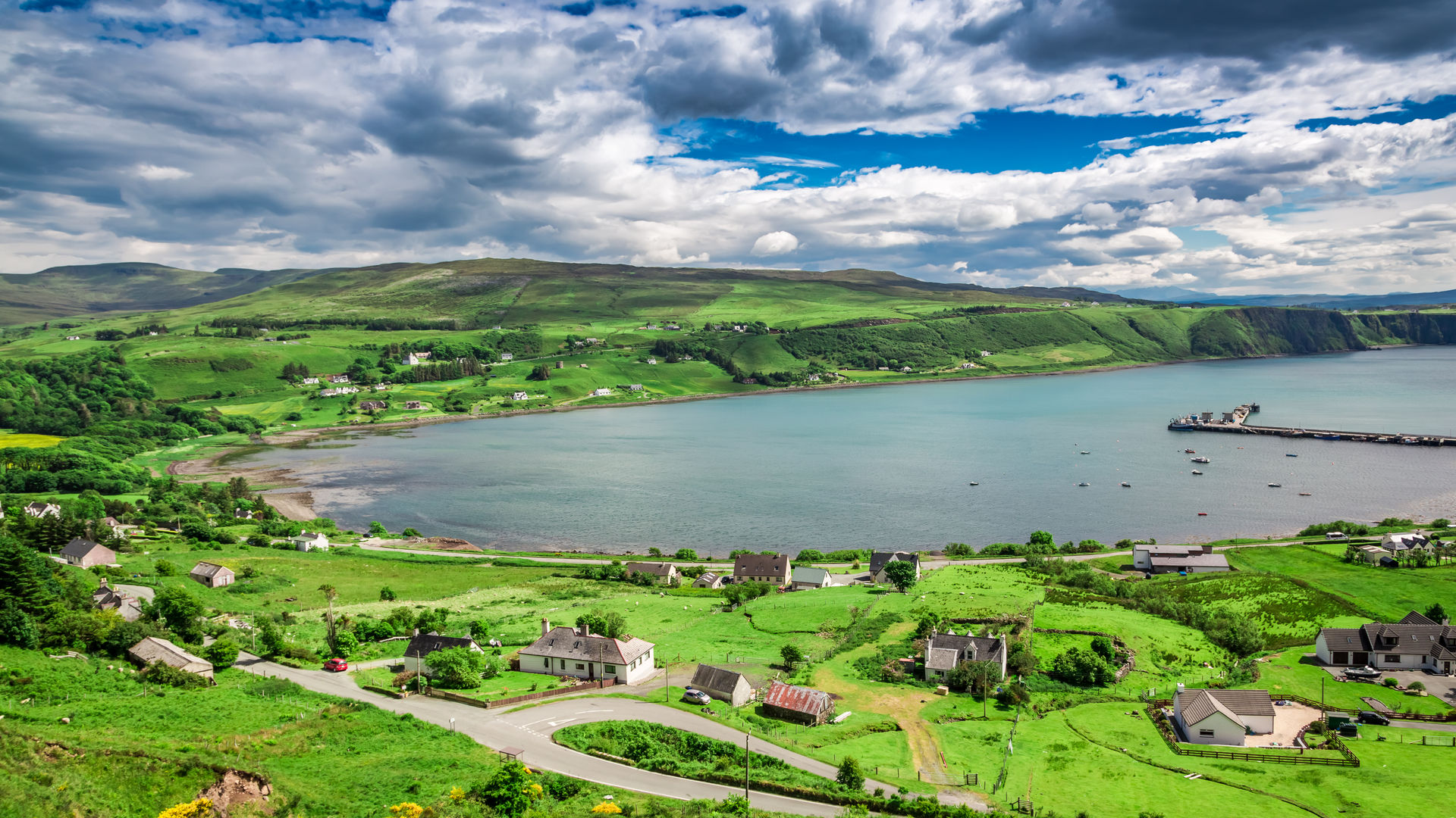 Cidade de Uig, localizada na Ilha de Skye, Escócia