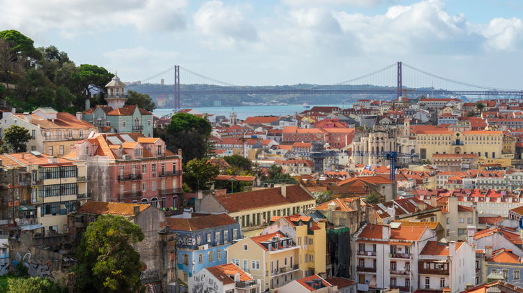 Lisbon Rooftops with the 25 de Abril Bridge