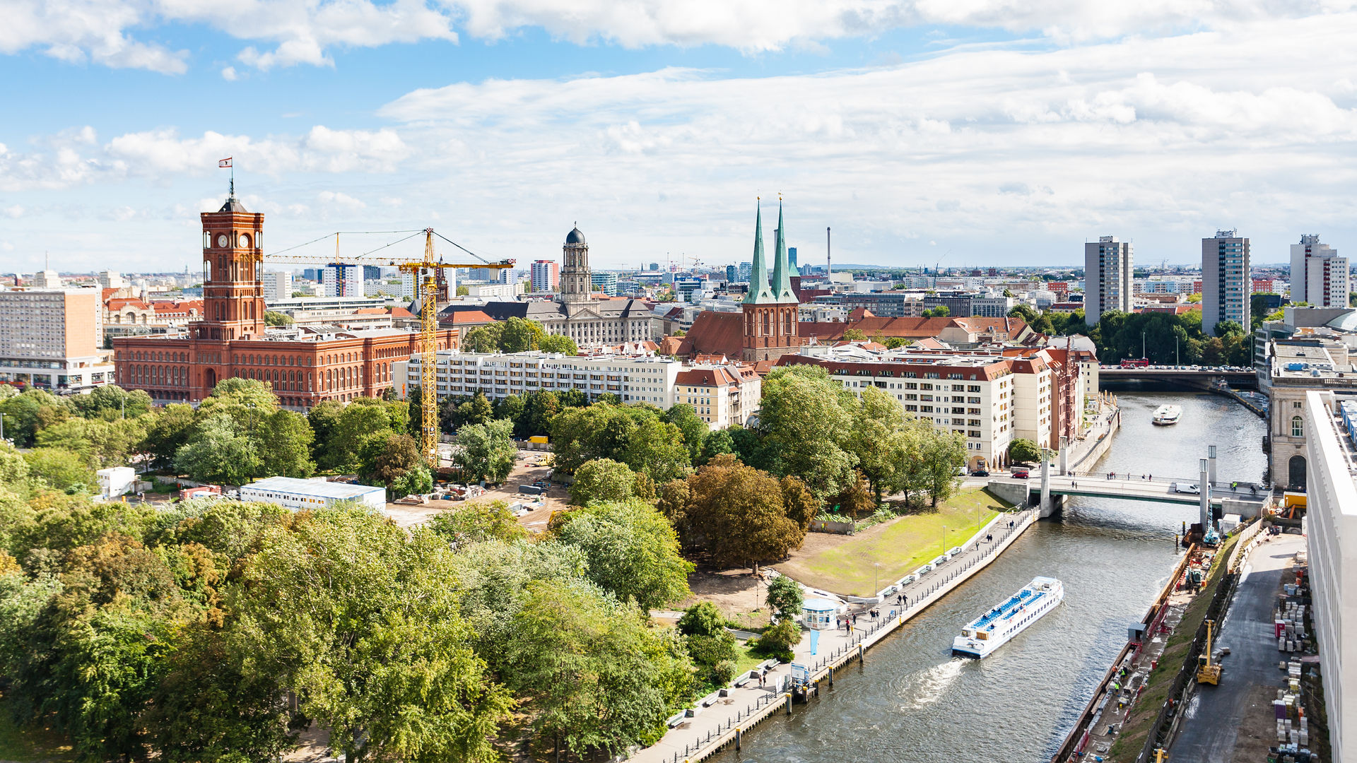 River Spree with Rathausbrucke in Berlin, Germany