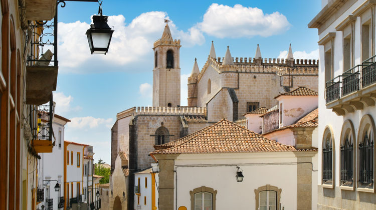 Timeless Streets Framing the Évora Cathedral