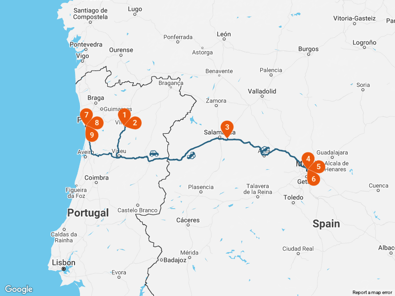 Porto, Douro, Madrid & Salamanca Road Trip