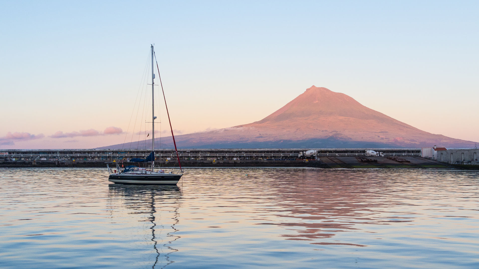 Pico’s Perfect Silhouette from Faial’s Marina
