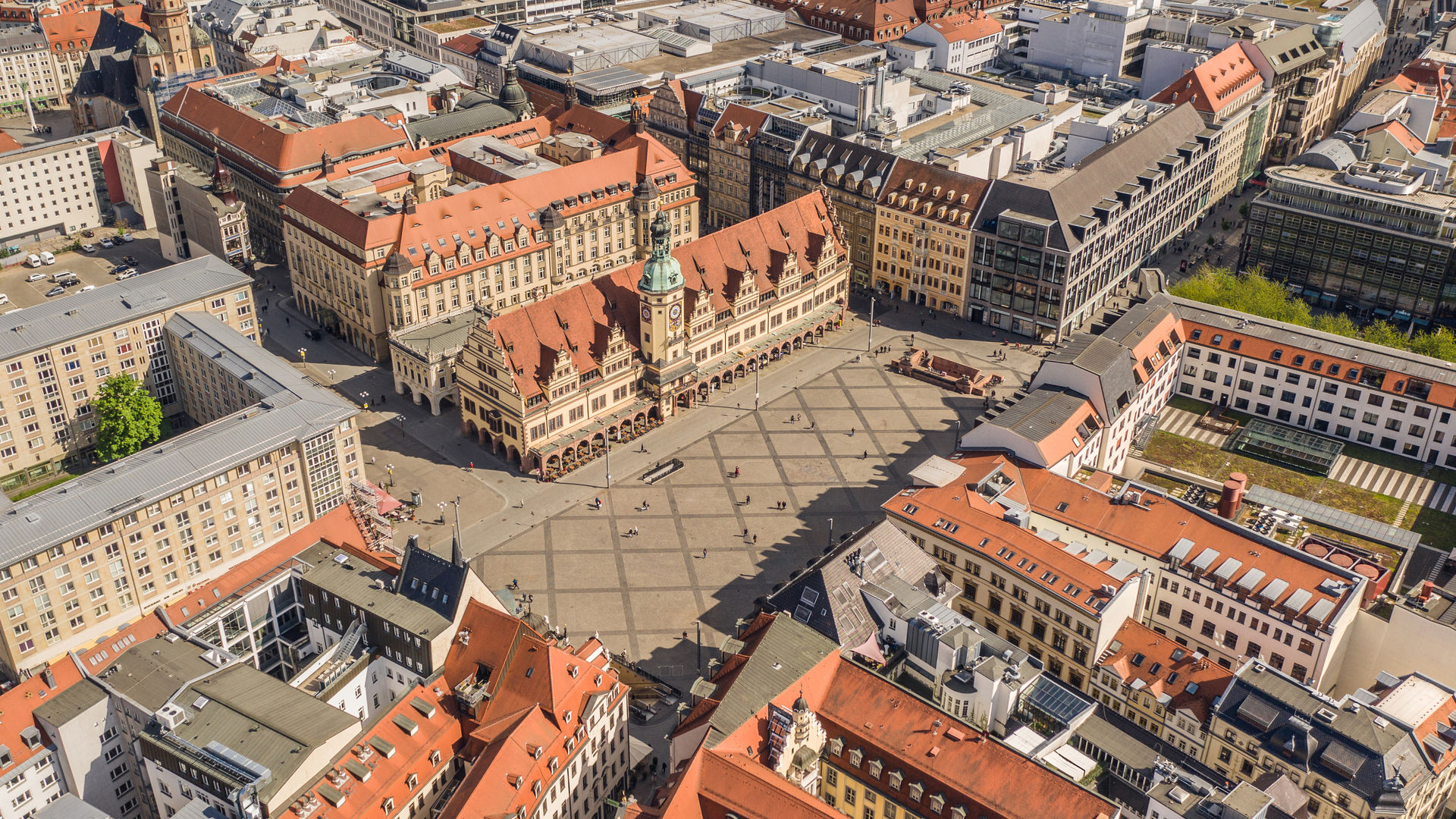 Historic Market Square in Leipzig, Germany