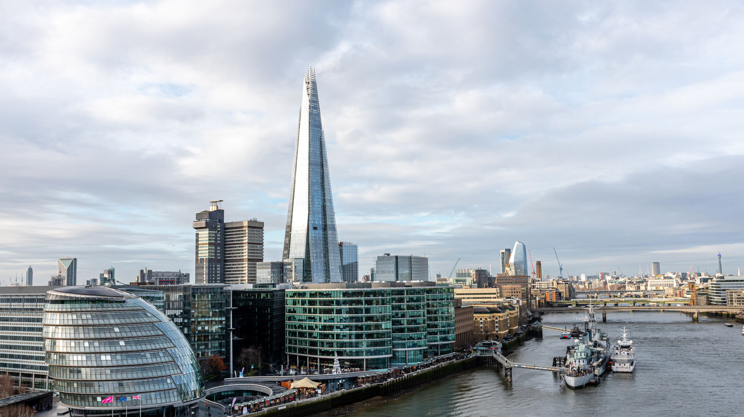 Thames river and city of London, England