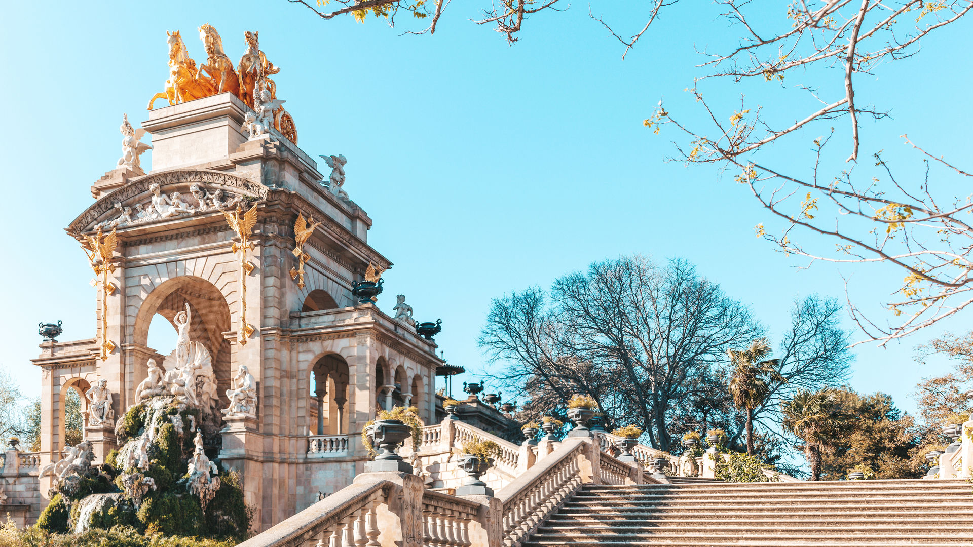 Cascada del Parque de la Ciudadela in Barcelona, Spain