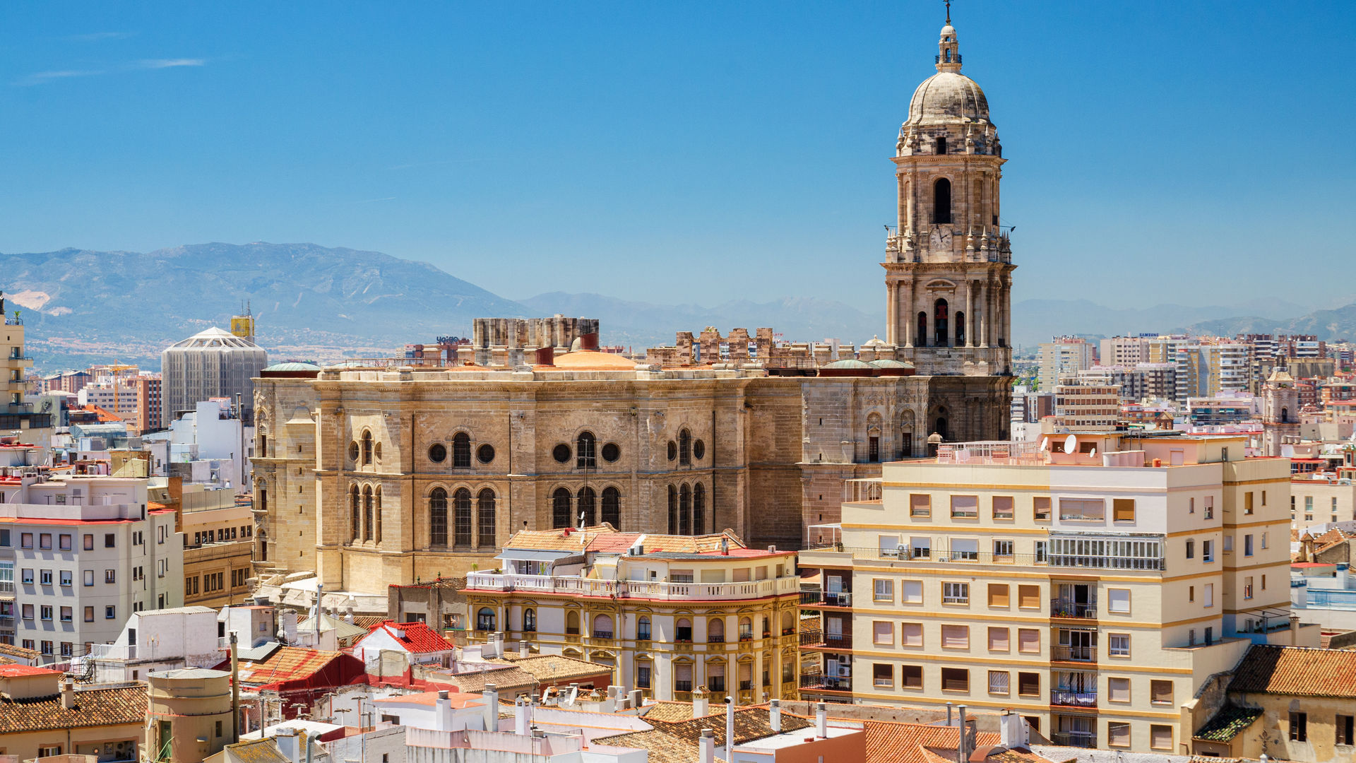 Malaga Cathedral and City Skyline, Spain