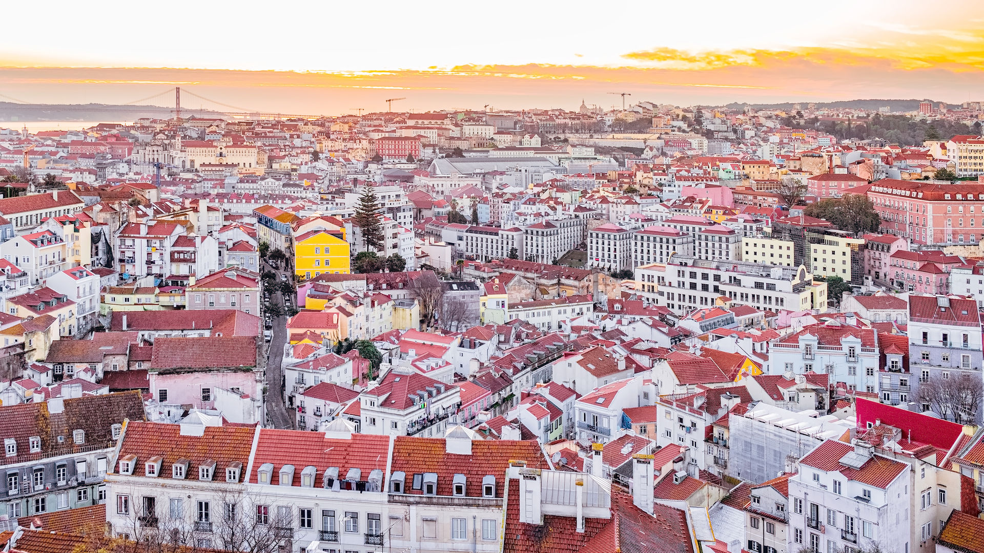 Aerial View of Downtown Lisbon