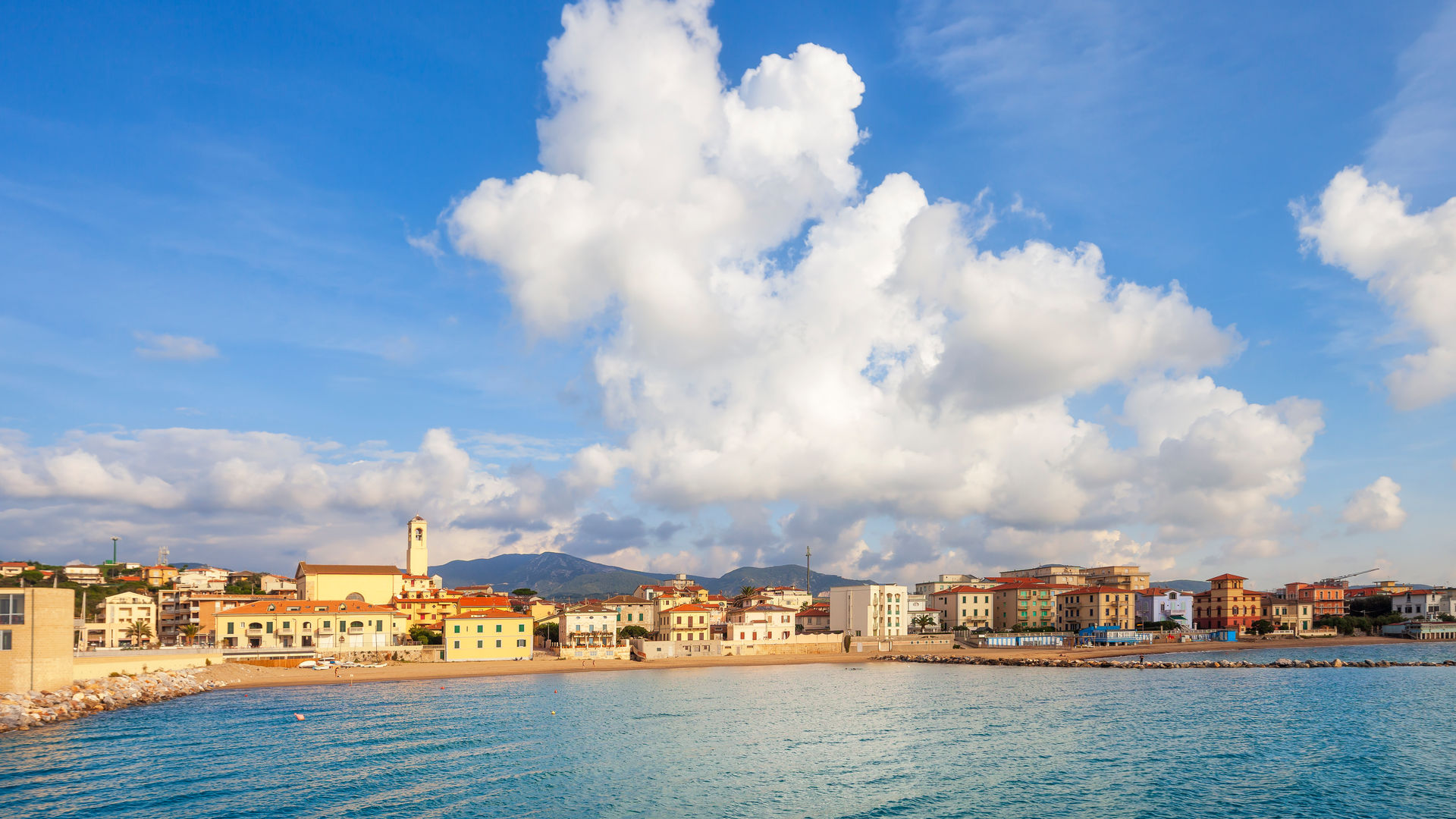 San Vincenzo Beach and Seafront, Livorno, Tuscany Coast, Italy