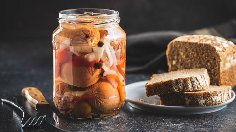 Utopenec (Pickled Sausage), a traditional Czech pub snack