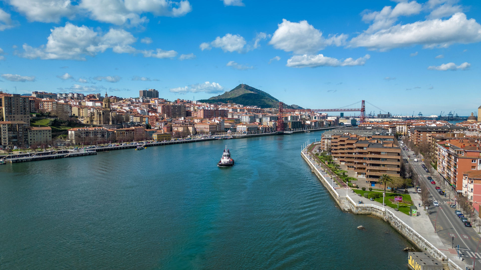 Bilbao Skyline and the Nervión River, Spain