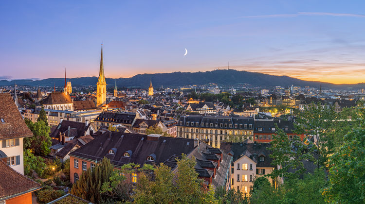 Zurich, Switzerland Cityscape at Twilight