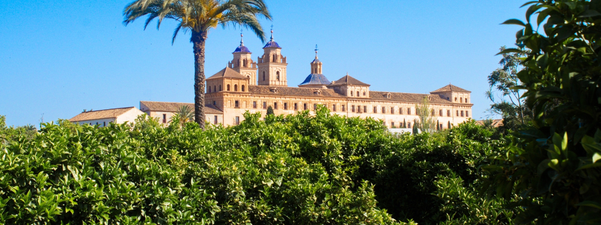 Monumental baroque complex of the Jerónimos Monastery in the middle of the Murcian orchard