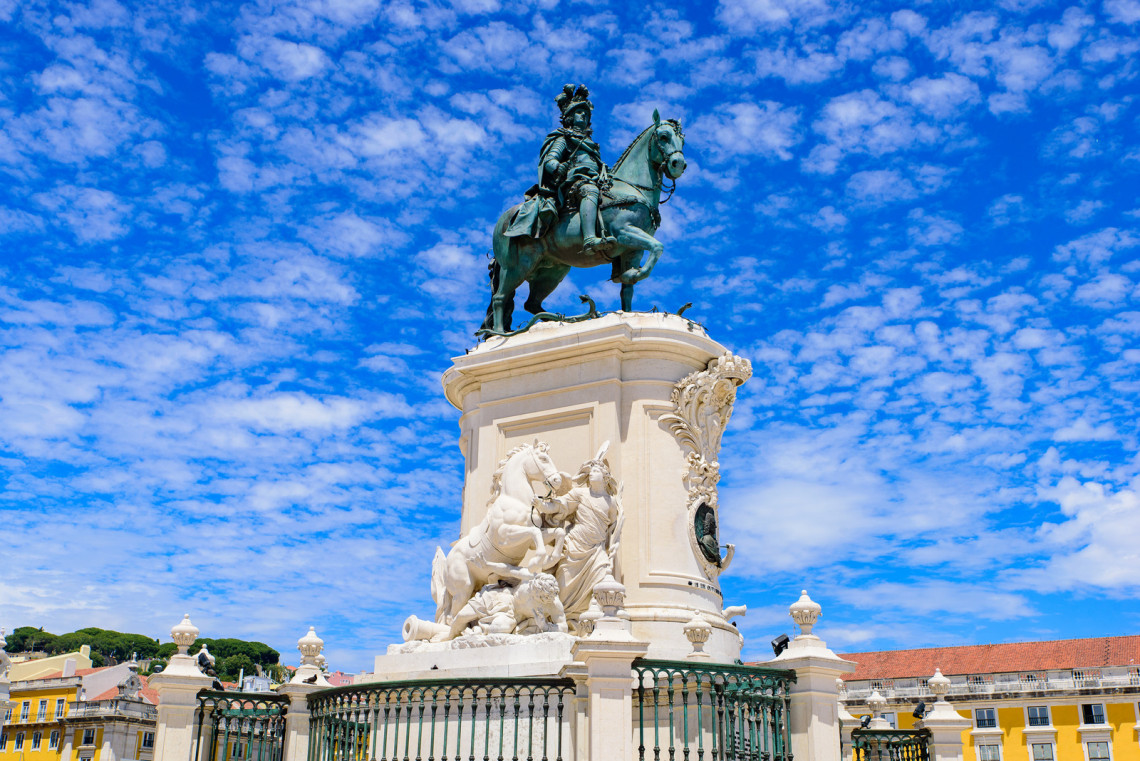 Statue of King José I on the Praça do Comércio (Commerce Square) in Lisbon, Portugal