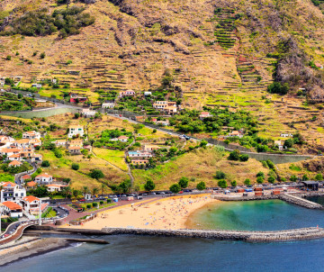 Machico Beach in Madeira Island, Portugal Machico Beach in Madeira Island, Portugal