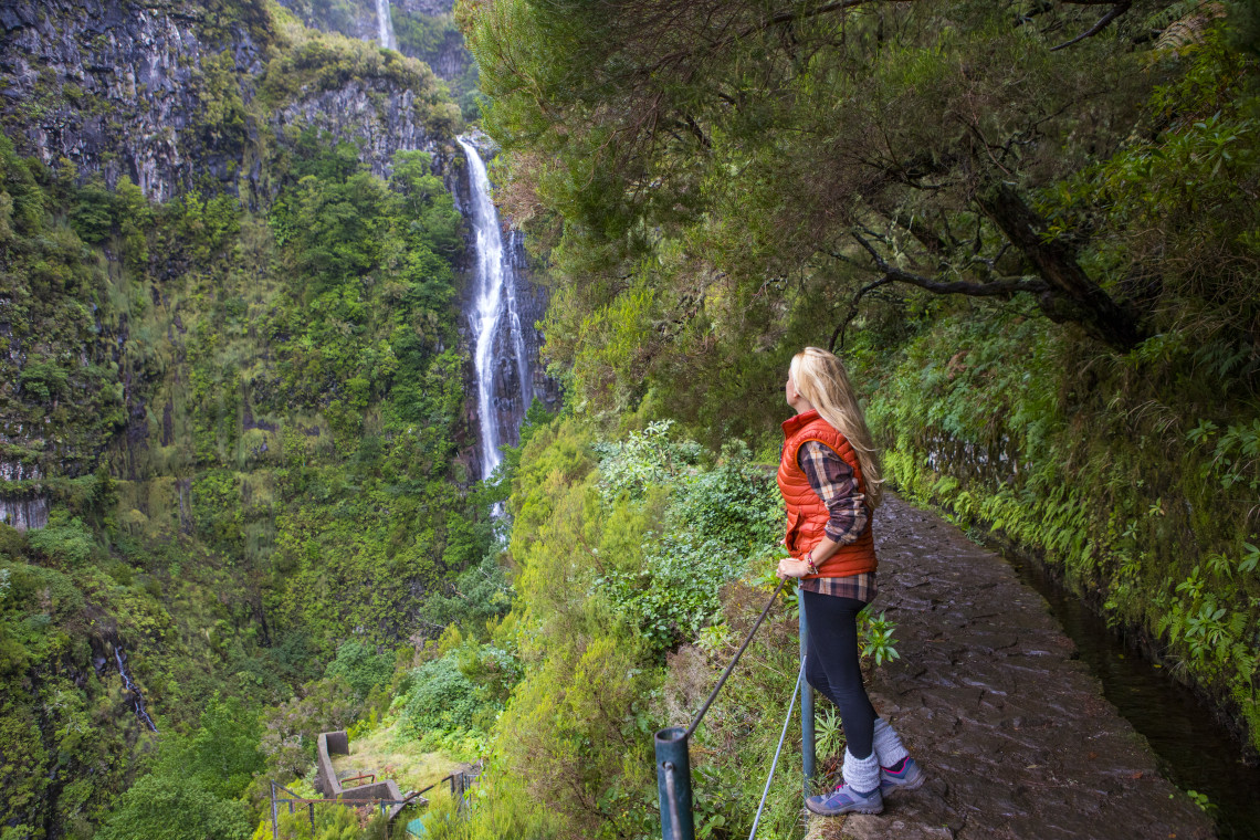 Risco Waterfall in Madeira Island, Portugal