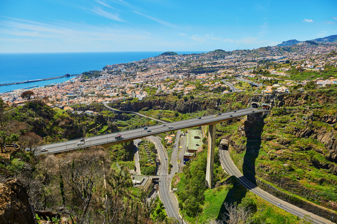 Aerial scenic view of Funchal, Madeira island, Portugal
